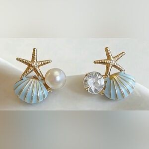 Gold&Blue Starfish Earrings